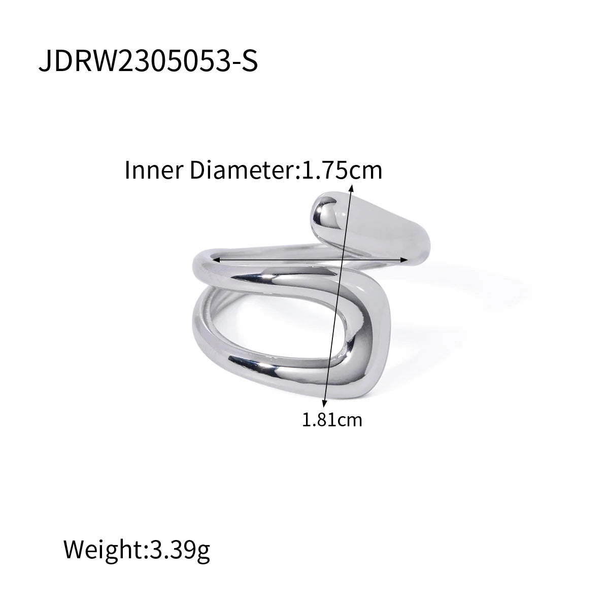 INGVN  Fashion Stainless Steel Waterproof Open Ring Personality Charms PVD Real Gold 18K Plated Trendy Jewelry for Women