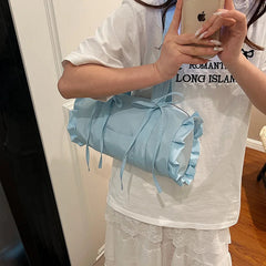 Ingvn  Women Summer Stylish Shoulder Bag Large Capacity Ruched Bow Ballet Style Pillow Bag Casual Versatile Commuter Handle Bag