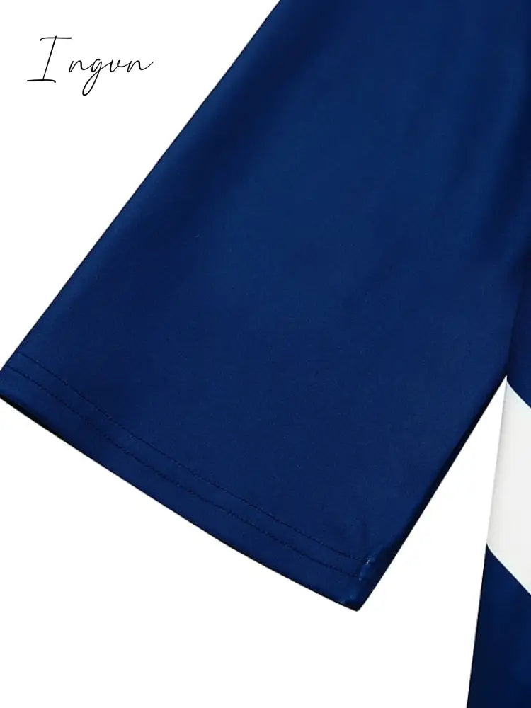 Ingvn - Women's Casual Dress Shift Dress Midi Dress Black and white stripes Green Dark Blue Half Sleeve Color Block Button Summer Spring V Neck Basic Vacation 2023 S M L XL XXL 3XL