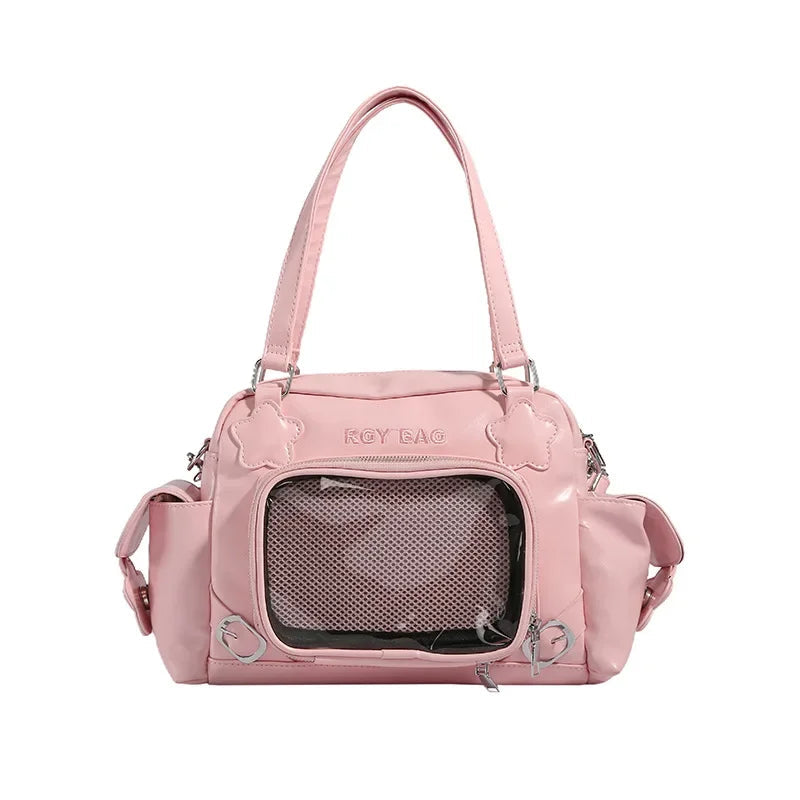 Ingvn  Pink Literary Womens Shoulder Bag Sweet Cute Casual Transparent Fashion Handbag Elegant Korean Style Female Crossbody Bag