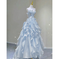 Pphmm fruitful fashion dress to impress Blue Evening Dress Summer New Fairy Tube Top Trendy Banquet Host Graduation Adult Dress