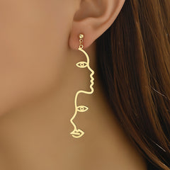 Chic Double-Face Earrings - Linear Artistry for Everyday Glamour & Nighttime Sparkle - 1 Pair - Perfect Accessory for Any Outfit