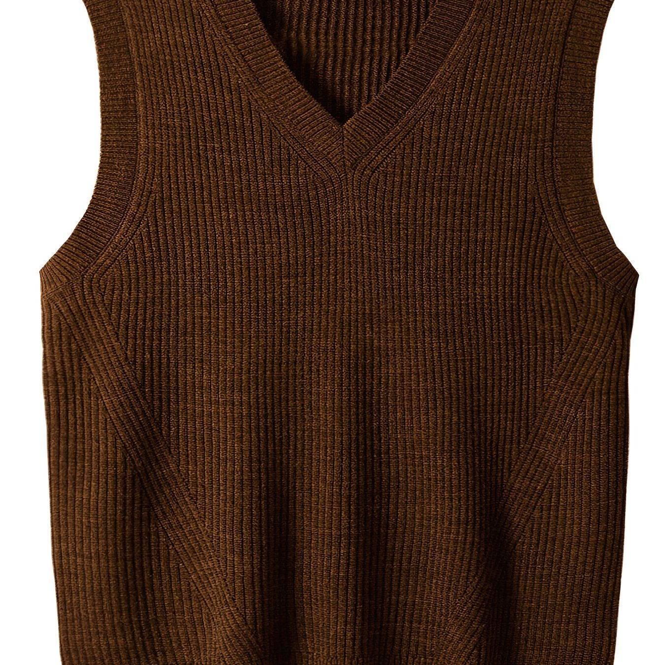 Plus Size Men's Solid Knit Textured Vest Sweater for Spring/Autumn - Oversized Trendy Sleeveless Sweater for Males