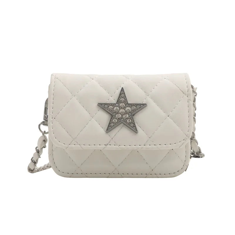 Ingvn  Fashion Star Women's Small Square Shoulder Bag Sewing Thread Female Crossbody Bags Simple Chain Ladies Retro Tote Purse Handbags