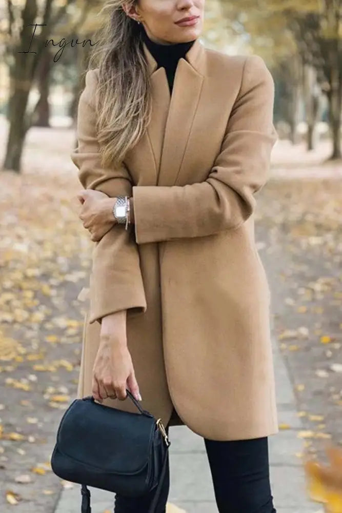 Ingvn -  Stand-up Collar Elegant Coat (6 Colors)