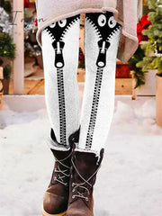 Ingvn - Women's Tights Leggings Black White Burgundy Fashion Halloween Leisure Sports Weekend Print Stretchy Full Length Tummy Control Cat S M L XL XXL