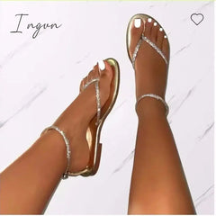 New Rhinestone Decor Toe Post Thong Flip-flops Women Slides Outdoor Non-slip Beach Sandals Summer New Women Slippers