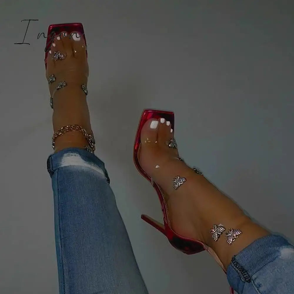 Ingvn - Butterfly Chain Zipper High Heels
