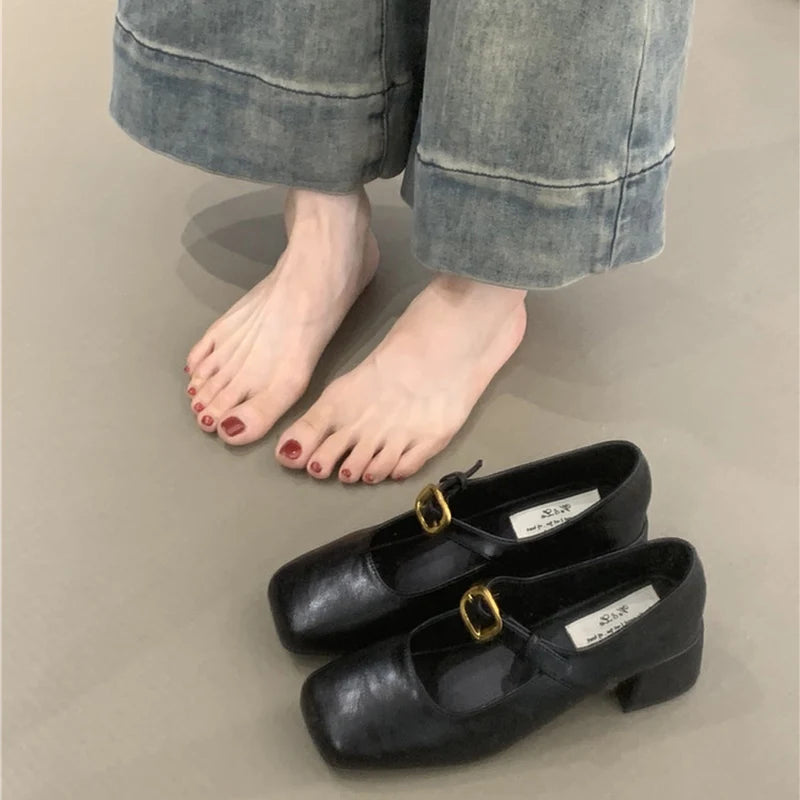 Ingvn  Retro Style JK Women Mary Jane Shoes Fashion Shallow Butterfly-knot Leather Shoes Autumn Ladies Dancing Party Prom Pumps