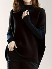 Women's V-Neck Knitted Cardigan, Casual Loose Fit Batwing Sleeves, Solid Color, Polyester, Spring/Autumn Fashion, Sleeveless Pullover Top for Ladies