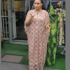 Ingvn - Outfits 2023 Fashion Trends Long African Dresses for Women Plus Size Clothing Dashiki Tassel Sequins Abaya Muslim Dress Africa Clothes Robe Africaine Femme