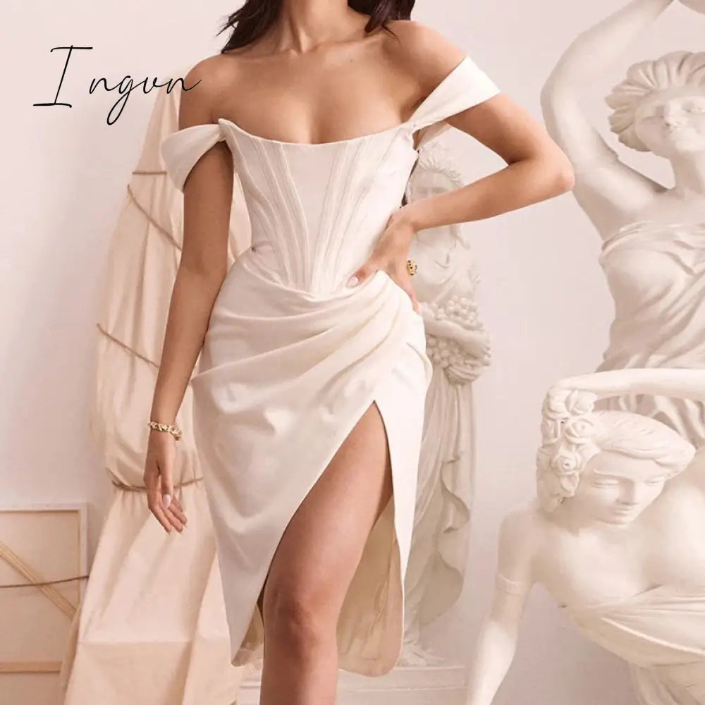 Ingvn - High Quality Satin Bodycon Dress Women Party Dress New Arrivals Midi House of Cb Bodycon Dress Celebrity Evening Club Dress