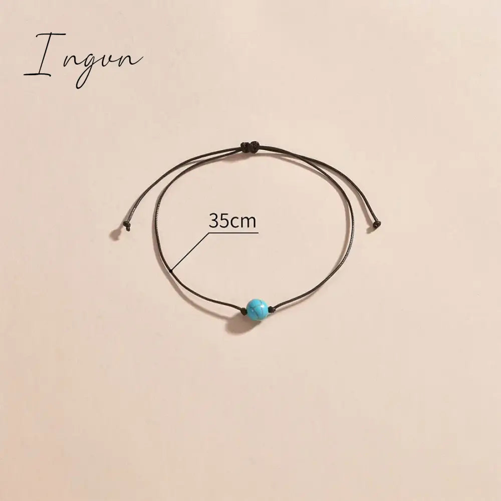 New Fashion Boho Turquoise Waterproof Woven Adjustable Anklet for Women Men Simple Niche Design Beach Vacation Gifts