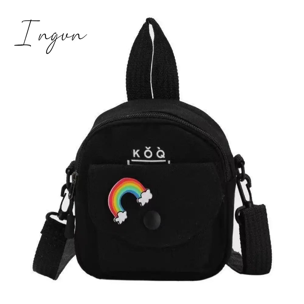Ingvn - Women's Single Shoulder Bag Fashion Solid Color Casual Handbag Outdoor rainbow Canvas Handbag Zipper Cross-body Bag