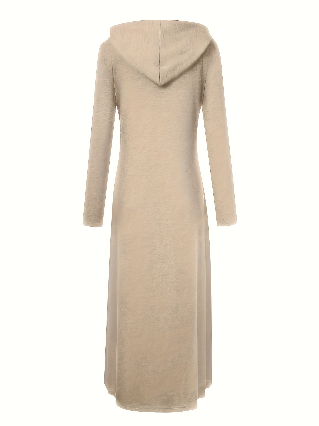 Chic Heart Print Drawstring Hooded Maxi Dress - Women's Casual Long Sleeve Fall & Winter Clothing - Soft, Cozy, and Versatile Fashion for Everyday Wear