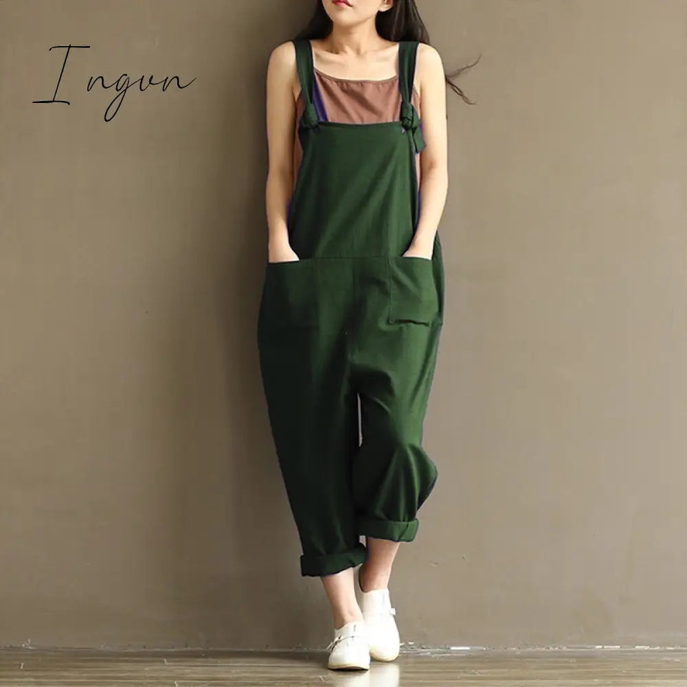 Ingvn - Ladies Casual Women Jumpsuits Loose Solid Harem Trousers Casual Ladies Overallpants Playsuits Wide Leg Pants Plus Size 5XL
