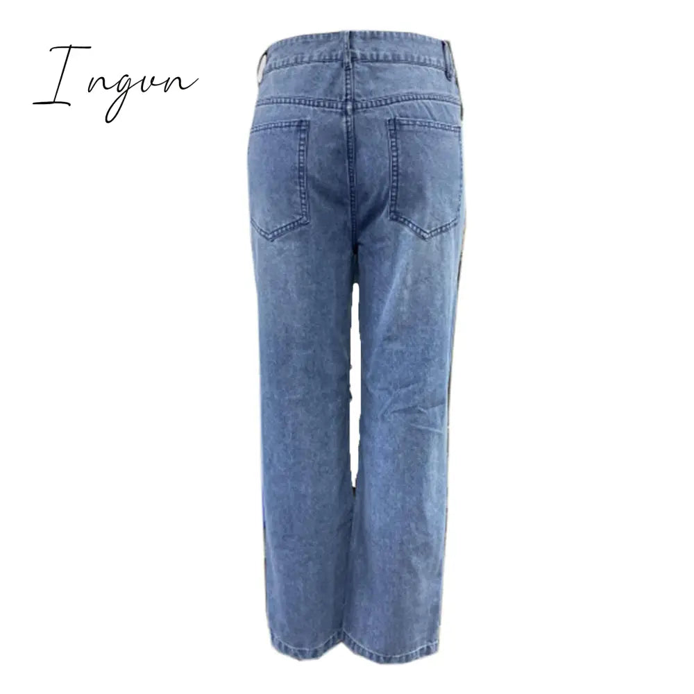 Ingvn - Baggy Jeans Straight Leg Ripped Jeans For Women Fashion Loose High Streetwear Women High Waist Pants Hole Boyfriend Trousers