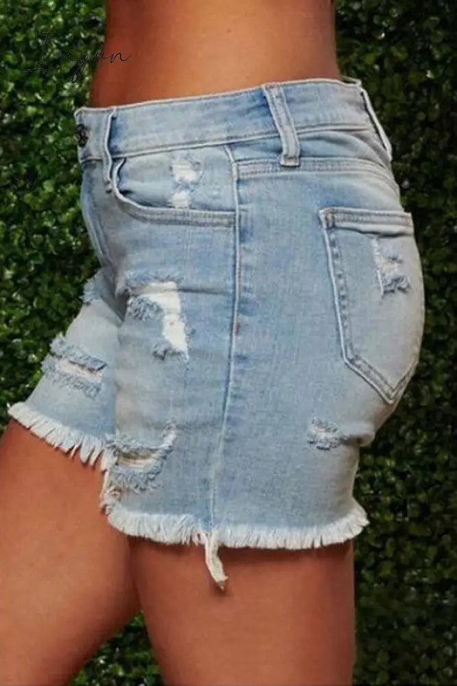 Ingvn - On-trend Ripped Sexy Denim Shorts(3 colors)