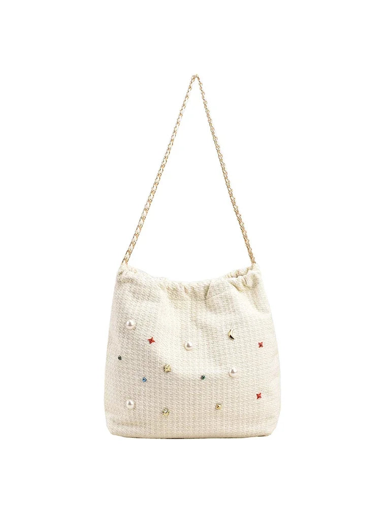 Ingvn  Large Capacity Colored Diamond Women's Shoulder Bag Fashion Design Ladies Underarm Bag Simple Soft Female Tote Purse Handbags
