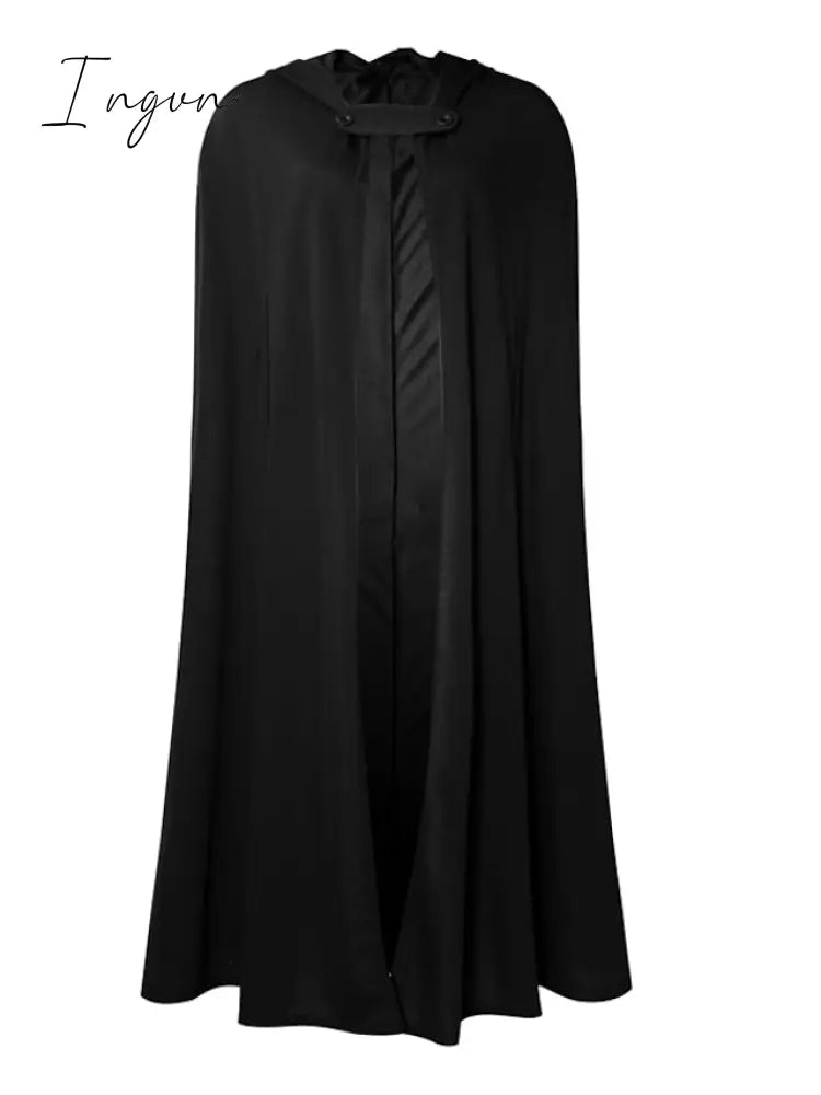 Ingvn - Women's Coat Cloak / Halloween Capes Long Layered Coat Green Black Blue Gray Stylish Christmas Fall Single Breasted Crewneck Loose S M L XL / Winter