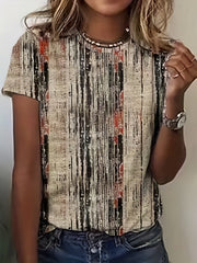 Vibrant All-Over Print Women's T-Shirt - Breathable, Short Sleeve Crew Neck - Perfect for Spring & Summer Casual Outfits