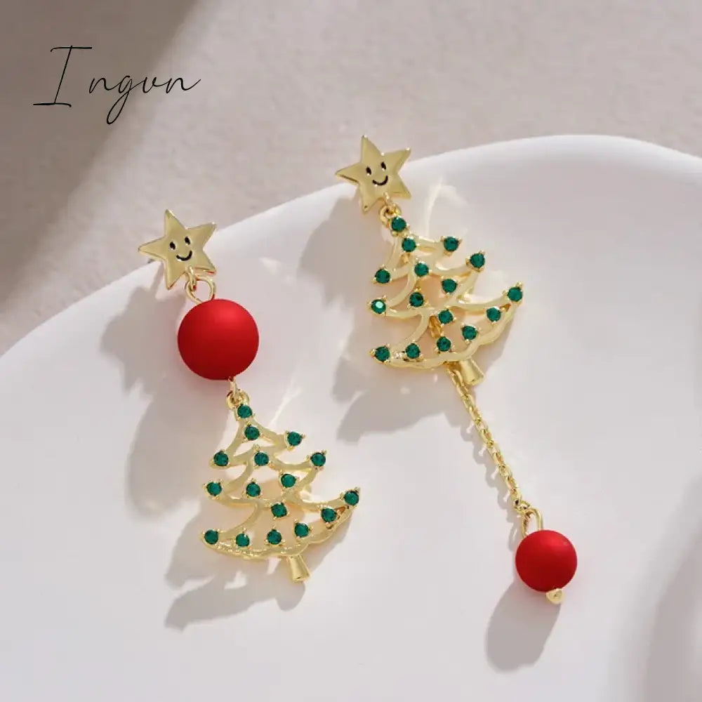 Moving Santa Claus Tassel Dangle Earrings For Women Christmas Tree Snowflake Asymmetric Long Chain Earring New Year Jewelry Gift