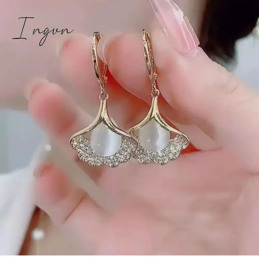 New Luxury Zircon Water Drop Earrings for Women Korean Fashion Rhinestone Opal Flower Geometrical Earring Girl Unusual Jewelry