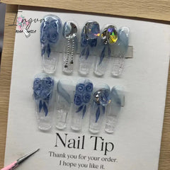 Punk Dragon Charms Press on Nail Artificial Long False Nails XS Black Dragons Goth Presson Tips Butterfly Fake Nail y2k Pressons