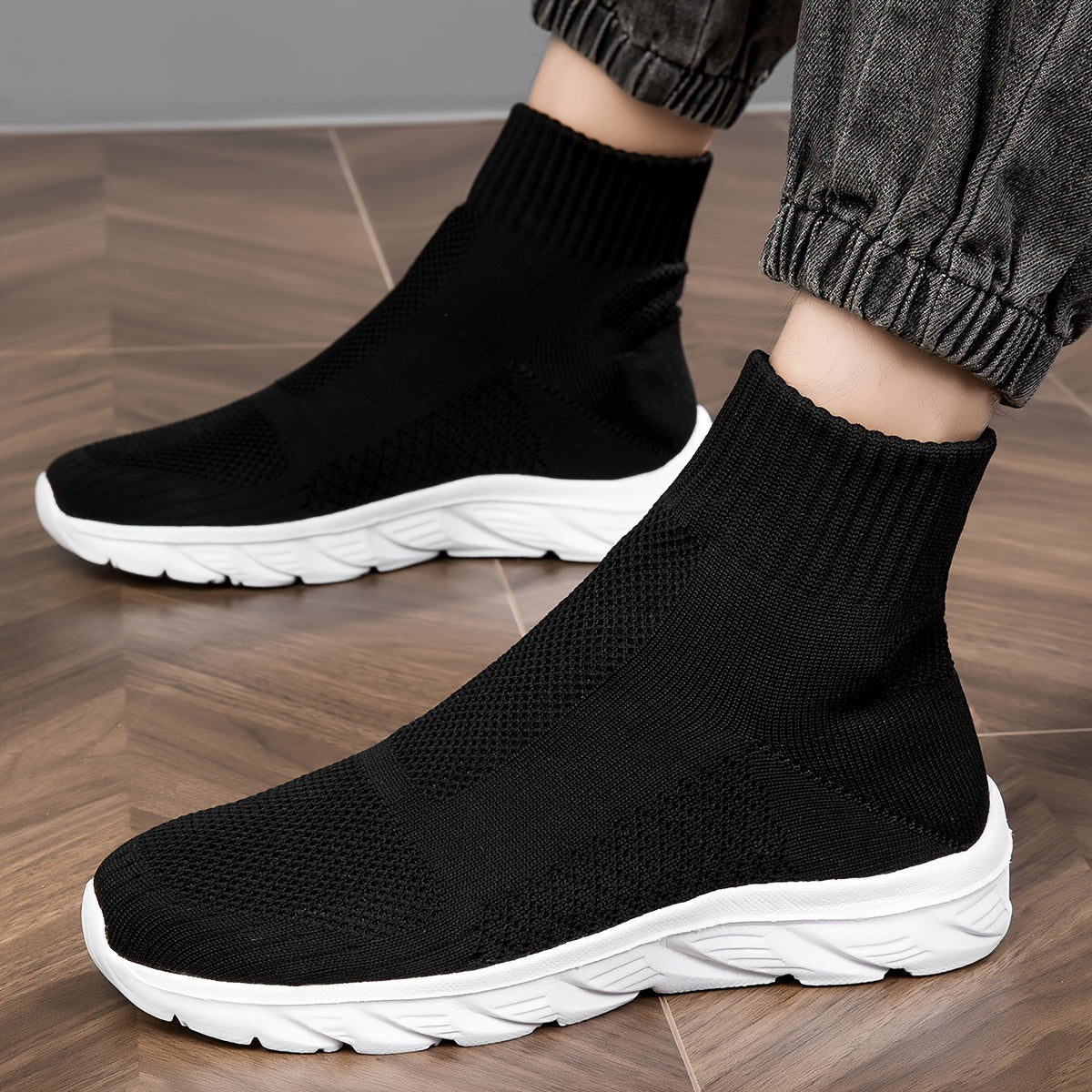 Unisex Breathable High-Top Sock Sneakers - Road Running Shoes with Durable Sole, All-Season Casual Athletic Footwear for Men and Women - Comfortable, Lightweight, and Flexible Design for Outdoor Activities