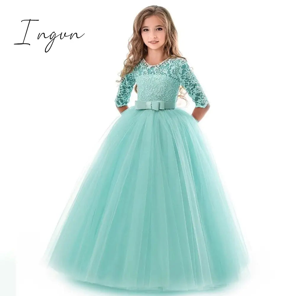 Ingvn - Teen Girl Evening Party Long Dress 5-14Y Girl Formal School Ceremony Outfit Kids Christening Costume White first Communion Dress