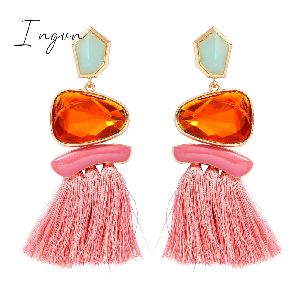 Ingvn - New Fringed Statement Drop Earrings Wedding Tassel Multicolored Hot Fashion STUD Earrings Jewelry Women 2023 Trend