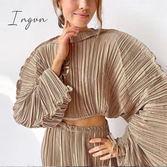 Ingvn - Green Tops Woman Casual Loose Short Ins Festival Tee Shirt Bat Sleeve Irregular Pullover Ins Women's Pleated Fold