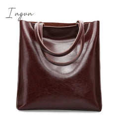 Ingvn - Cow Leather Bag Ladies Genuine Leather Handbags Big Women Bag Large Vintage Female 2024 Office Hand Shoulder Bags For Women Tote