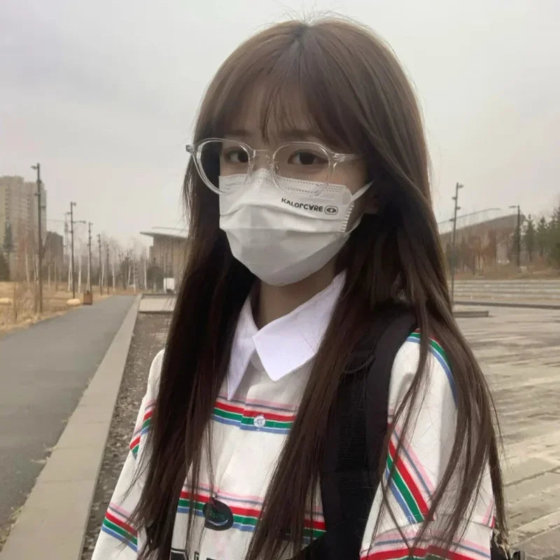 INGVN  Korean Transparent Glasses Frame Women Lovely Plain Glasses Men Eyewear Cute Decorative Computer Glasses