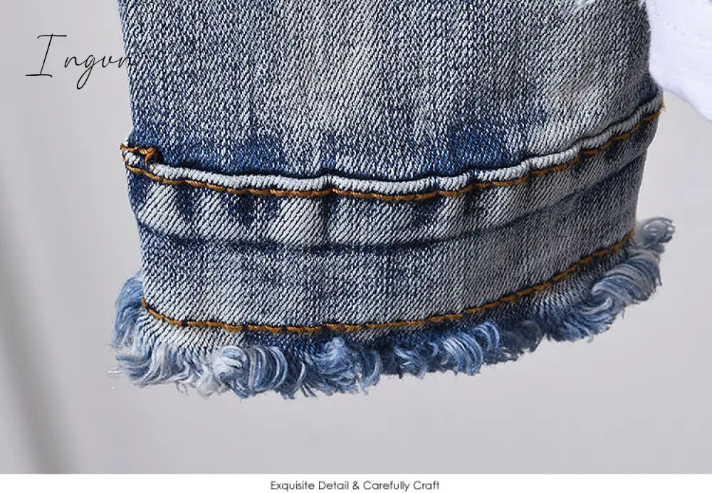 Ingvn - European Style Denim Suit Fashion Outfit Women New Flower Sequined Denim Jacket Short Jacket &amp; Jeans Pants Two-Piece Set Female