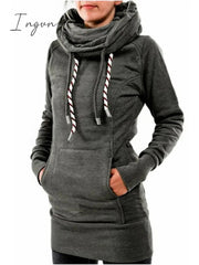 Ingvn - Slim Fit Front Pocket Drawstring Hooded Pullover Sweatshirt