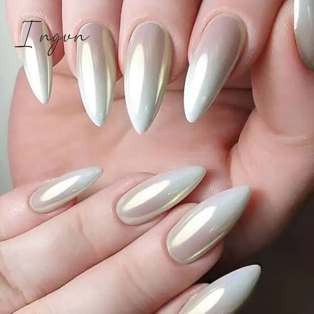 24pcs Luxurious Glossy Oval Purple Glitter Nails Press-On False Nails Set Cat Eye Stick on Nails with Sky Design for Women/Girls