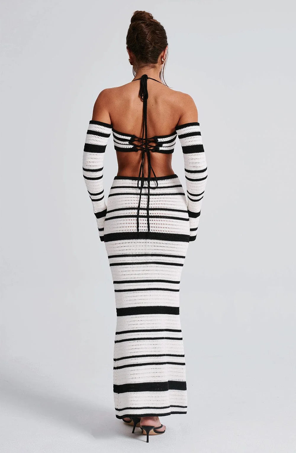 Sexy Knitted Sling Bikini Long Skirts Suit Women Casual Strap Lace Up Tube Tops + Skirt 2 Pieces Set Female Summer Beach Outfit
