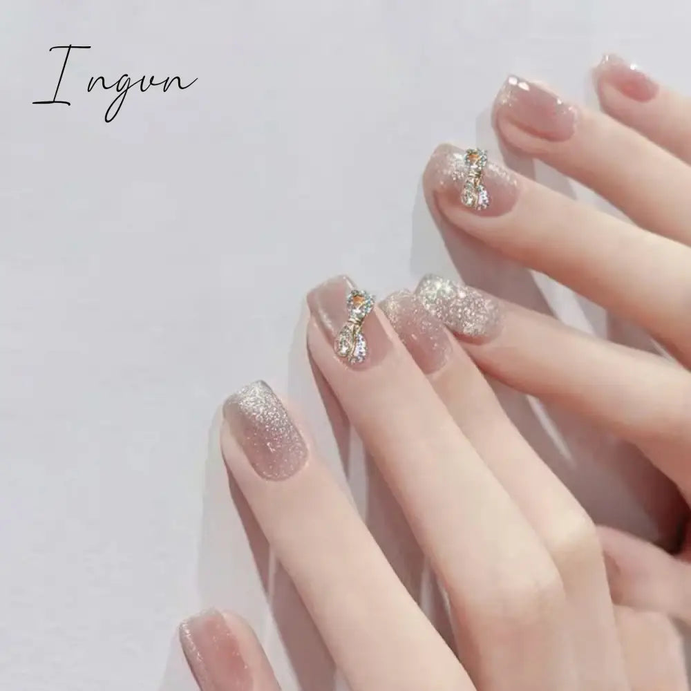 24pcs detachable cat eyes red wine false nails with glue full cover ballet square almond shiny acrylic press on fake nails tips