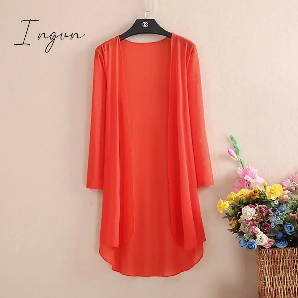Ingvn - Women's Cardigans Outdoor Street Dailywear Spring Fall Long Cardigans Regular Fit Breathable Lightweight Simple Casual Cardigans Long Sleeve Solid Color Pure Color Slim Fit Black White Wine