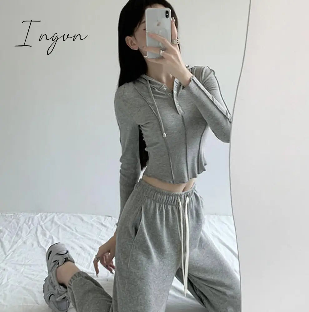 Ingvn - Crop Tops 2023 Fashion T-shirts for Women Hooded Sweatshirt Long Sleeve Tees Y2k Clothes Korean Casual Woman Tshirts Ropa Mujer
