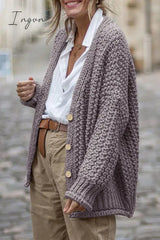 Ingvn - Casual Simplicity Solid Buttons Cardigan Collar Outerwear(3 Colors)