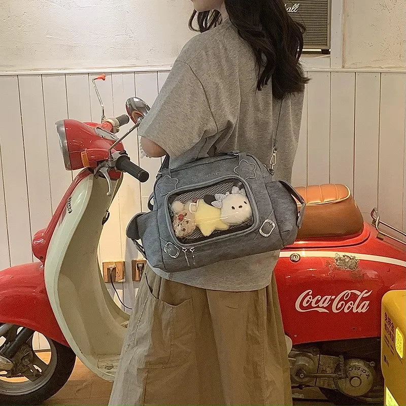 Ingvn  Pink Literary Womens Shoulder Bag Sweet Cute Casual Transparent Fashion Handbag Elegant Korean Style Female Crossbody Bag
