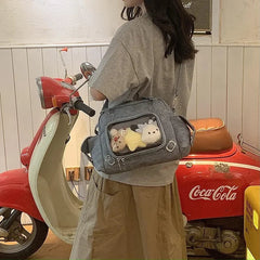 Ingvn  Pink Literary Womens Shoulder Bag Sweet Cute Casual Transparent Fashion Handbag Elegant Korean Style Female Crossbody Bag
