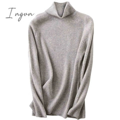 Ingvn - 100% Merino Wool Turtleneck Women Sweater Autumn Winter Warm Soft Jumper Women Knitted Pullover Femme Cashmere Sweater Knit
