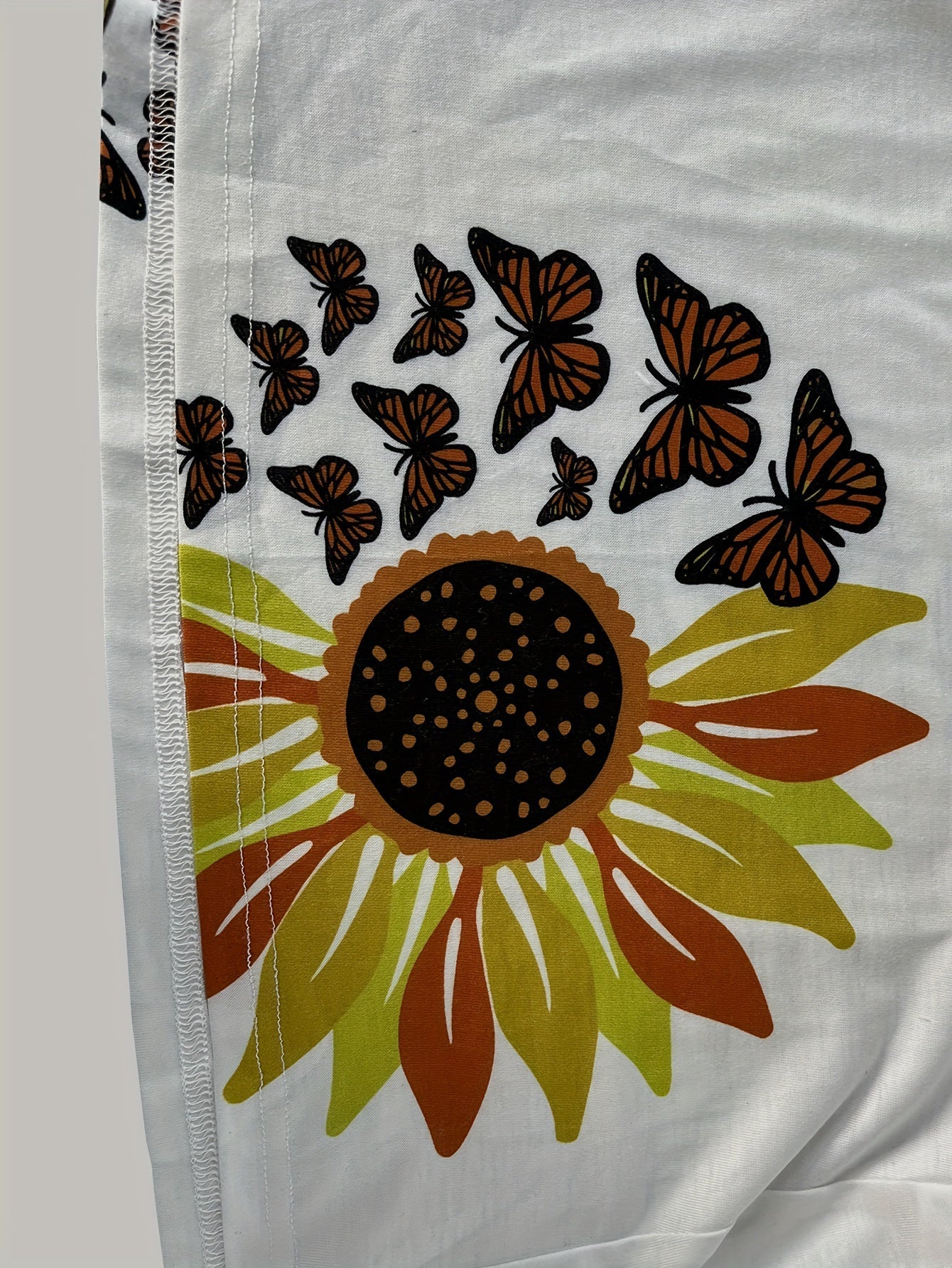 Sunflower Print Cami Dress, Vacation Sleeveless Loose Dress For Summer, Women's Clothing