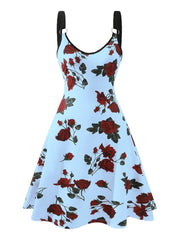 Plus Size Bohemian Floral Print Dress - Stylish V Neck Sleeveless Suspender Style - Comfortable Summer Clothing for Fashion-Forward Women