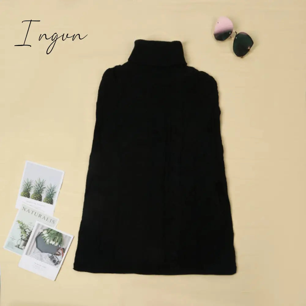 Ingvn -  High Neck Loose Cable Knit Pattern Stitching Sweater(7 Colors)