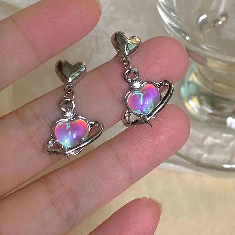 INGVN  Irregular Heart Tassel Star Earrings Women Design Senior Sense of Fashion Personality Earring Y2K Trendy Party Jewelry Gift