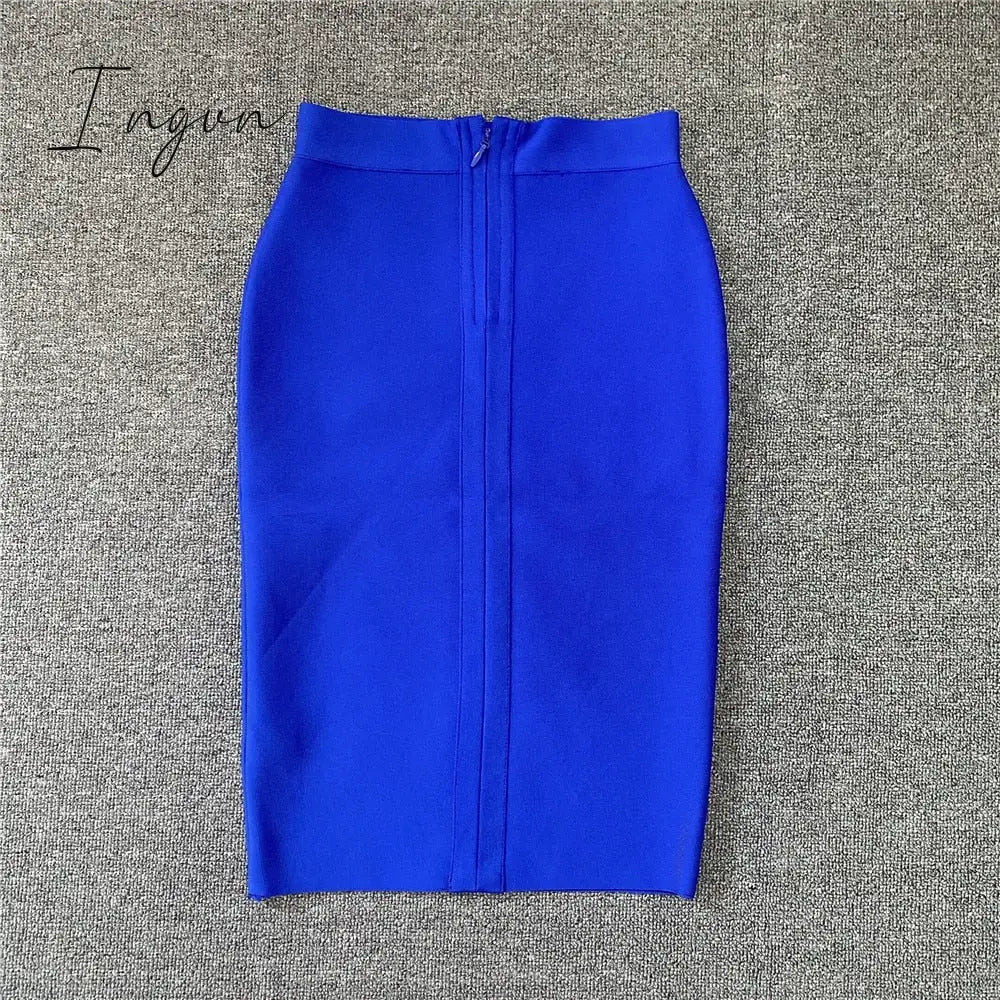 Ingvn - High Quality Women New Rayon Bandgae Skirt Elegant Pencil Skirt Celebrity Sexy Club Party Wear Vintage Vestios